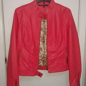 Coral Vengan Leather Jacket